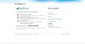 Windows SkyDrive Anmeldung