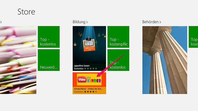 Windows Store Kinderfilme App