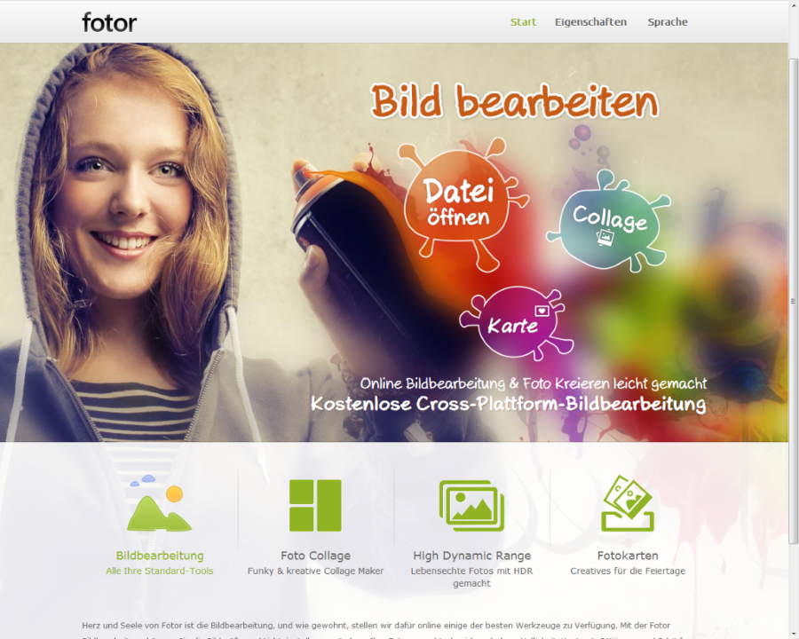 Fotor – Bildbearbeitung, Optimierung im Onlinemodus